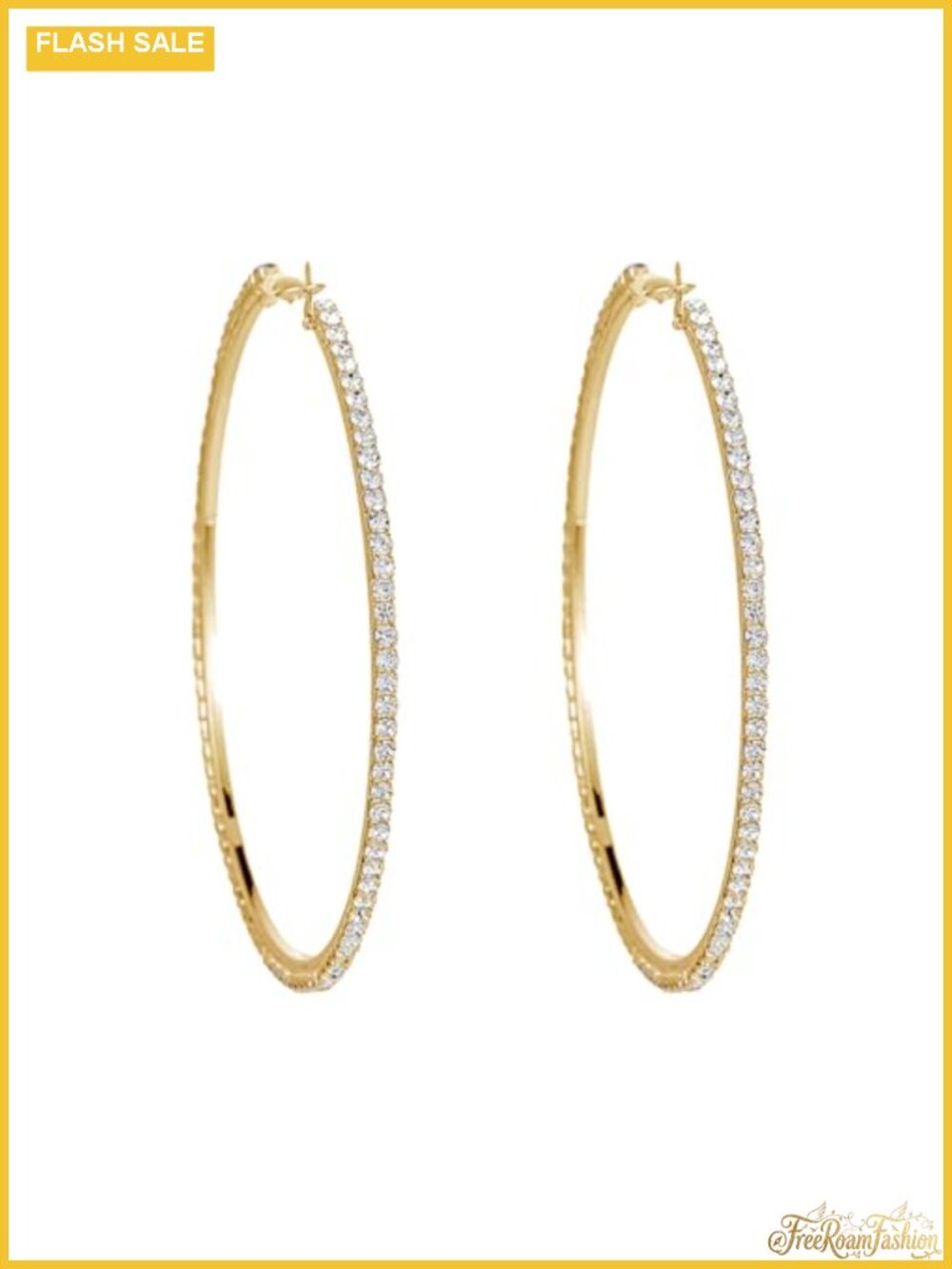 Extra Large Rhinestone Hoop Earrings for Women - Hypoallergenic 100mm CZ Dangle